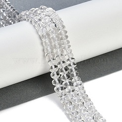 天然石クオーツクリスタルビーズ連売り  ロッククリスタルロンデルビーズ  6x4mm  穴：1mm  約92個/連  15.35''（39センチメートル）&nbsp;G-G162-B01-01