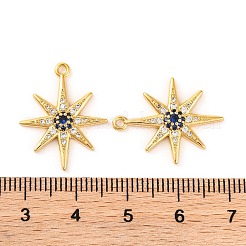 真鍮マイクロパヴェクリアキュービックジルコニアペンダント  スター  18KGP本金メッキ  21.9x17.6x3mm  穴：1.5mm&nbsp;X-KK-U017-10F-G