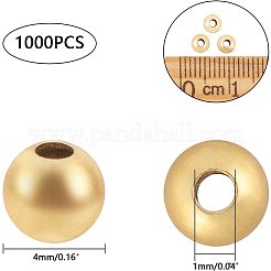 真鍮ビーズ  ラウンド  18KGP本金メッキ  4mm  穴：1mm  1000個/箱&nbsp;KK-NB0002-20G
