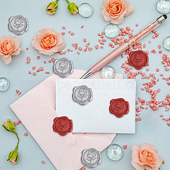 50個 2種類の粘着ワックスシーリングステッカー  封筒シール用  花  30.8x30.8x2.2mm  25個/スタイル&nbsp;DIY-CP0009-10B