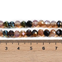 電気メッキガラスビーズセット  ロンデル  多面カット  ミックスカラー  6x5mm  穴：1.4mm  約90~91個/連  16.93''（43センチメートル）&nbsp;X-EGLA-B011-06A-6x5mm