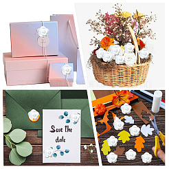 ミニフォーム造花バラ  0.25mmのプラスチックステッカー付き  手作り DIY 結婚式の家の装飾アクセサリー用  ホワイト  フォーム人工バラ: 24x29x21mm  100個;ステッカー: 1.6x0.15cm  100pc&nbsp;KY-CA0001-49