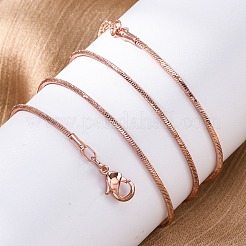 女性用真鍮スネークチェーンネックレス  304ステンレススチール製カニカン付き  ラックめっき  鉛フリー＆カドミウムフリー  長持ちメッキ  ローズゴールド  17.72x0.04インチ（45x0.1cm）&nbsp;NJEW-D302-14RG
