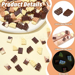 120個 6スタイル 蓄光樹脂模造チョコレートデコデンカボション  混合図形  暗闇で光る  ミックスカラー  8.5~11.5x7.5~11.5x2.5~3mm  20個/スタイル&nbsp;RESI-YW0004-72