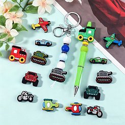 14個 14スタイル 漫画 食品グレード シリコン フォーカルビーズ  車両  10~35x23~31x8.5~18mm  穴：2~3mm  1個/スタイル&nbsp;SIL-SZ0002-36