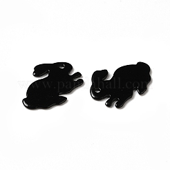 スプレー塗装された201ステンレススチールチャーム  うさぎチャーム  ブラック  11x16x0.5mm  穴：1mm&nbsp;LS-STAS-I672-12B