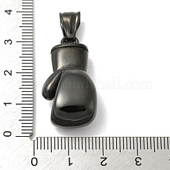 316lサージカルステンレスペンダント  ボクシング​​グローブ  ジムのチャーム  ブラック  30x15x12mm  穴：5x8mm&nbsp;STAS-L186-072B