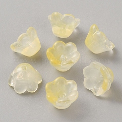ガラスビーズキャップ  6  - 花びらの花  淡黄色  11~12x8mm  穴：1.2mm&nbsp;GLAA-WH0031-73A
