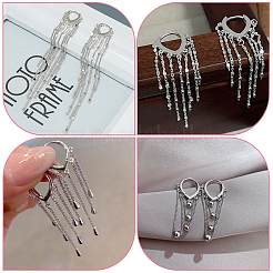 スターリングシルバーのフープピアス金具2組925個  ループ付きイヤーワイヤー  銀  13x15x1.5mm  穴：1mm&nbsp;STER-BBC0007-15