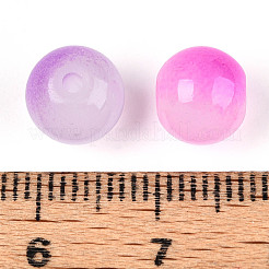 スプレー塗装による模造翡翠ガラスビーズ  ラウンド  ツートン  ショッキングピンク  8~8.5mm  穴：1.6mm&nbsp;GLAA-L046-8mm-03B