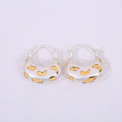 女性のための真鍮のフープピアス  ヒョウ柄のバッグ  ゴールデン＆シルバー  15mm&nbsp;WG9F1FC-01