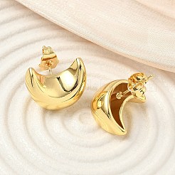 ムーン真鍮スタッドピアス  ラックめっき  長持ちメッキ  カドミウムフリー＆鉛フリー  18KGP本金メッキ  17x13mm&nbsp;EJEW-F389-12G