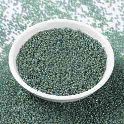 MIYUKIラウンドロカイユビーズ  日本製シードビーズ  （rr3743)ファンシーライニングアクアグリーン  15/0  1.5mm  穴：0.7mm  約27777個/50g&nbsp;SEED-X0056-RR3743