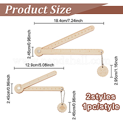 木製編みの積み重ね可能なワイヤーゲージ定規セット  淡いチソウ  18.5~25cm  2個/セット&nbsp;HJEW-FG00010