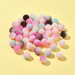 50個5色イミテーションパールアクリルビーズ  ベリービーズ  組み合わせビーズ  ラウンド  ショッキングピンク  12mm  穴：1mm  10個/カラー&nbsp;OACR-FS0001-62A