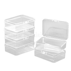 ヒンジ付き蓋付きPPプラスチックビーズ容器6個  長方形  透明  6.2x8.6x2.6cm&nbsp;CON-SP0001-24