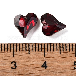 ガラスラインストーンカボション  尖ったバック＆バックメッキ  多面カット  ハート  シャム  9x8x4mm&nbsp;RGLA-A026-05A-208