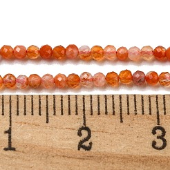 天然石カーネリアンビーズ連売り  多面カット  ラウンド  2mm  穴：0.8mm  約190個/連  16インチ&nbsp;X-G-A129-A01-01