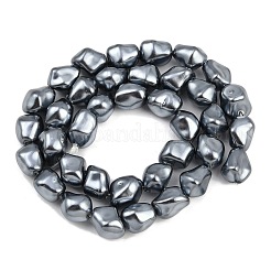 電気めっきシェルパールビーズ連売り  ナゲット  グレー  11~12x8~10x8~10mm  穴：1.5mm  約37個/連  15.94''（40.5センチメートル）&nbsp;BSHE-H113-05C