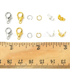DIY 亜鉛合金ロブスター クロウ クラスプ & 304 ステンレス スチール オープン ジャンプ リング & 真鍮ビーズ チップ ファインディング キット  ミックスカラー  5~12x0.6~6mm  穴：1~1.2mm&nbsp;DIY-FS0006-92