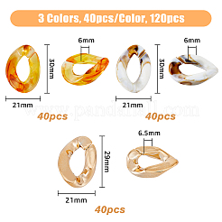 120個3スタイルのアクリル＆UVメッキABSプラスチックリンクリング  クイックリンクコネクター  カーブチェーン製造用  ツイスト  ミックスカラー  29~30x21x6~6.5mm  内径：16~17x8mm  40個/スタイル&nbsp;OACR-FH0001-047
