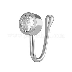 真鍮マイクロパヴェクリアキュービックジルコニアクリップオンノーズリング  プラチナ  フラットラウンド  12mm  ピン：0.6mm&nbsp;WG43D72-15