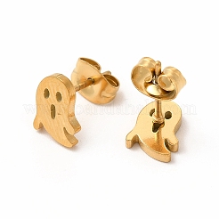ハロウィンゴースト 304 ステンレススチール スタッドピアス 女性用  ゴールドカラー  9x6mm  ピン：0.7mm&nbsp;EJEW-B019-04G