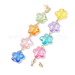アクリルダングルピアス  304ステンレススチールピアスフック付き  花  ミックスカラー  110x18.5mm&nbsp;EJEW-JE05753