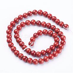 グレード ab+ 天然レッドジャスパー ラウンド ビーズ 連売り  ファイヤーブリック  6mm  穴：0.8mm  約63個/連  15インチ&nbsp;GSR6mmC011