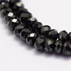 天然黒スピネルビーズのビーズ連売り  多面カット  ロンデル  3.5~4x2.5~3mm  穴：0.5~0.6mm  約126個/連  15.3~15.7インチ（39~40cm）&nbsp;G-F460-19