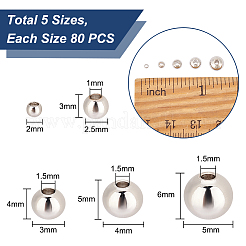 400個5スタイルラックメッキ真鍮ビーズ  長持ちメッキ  ラウンド  プラチナ  2~6mm  穴：1~1.5mm  80個/スタイル&nbsp;KK-PH0005-30P