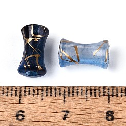 透明なアクリルビーズ  ドローベンチスタイル  竹の共同  グリッターパウダー付き  マリンブルー  11.5~12x7mm  穴：3mm  約：3571個/ 500 G&nbsp;OACR-T030-19A-01