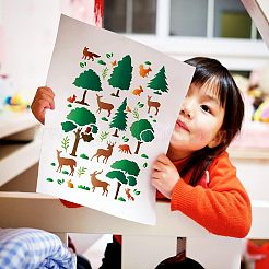 プラスチック再利用可能な描画絵画ステンシル テンプレート  ファブリック タイル 床 家具 木材の塗装用  長方形  鹿の模様  297x210mm&nbsp;DIY-WH0202-371