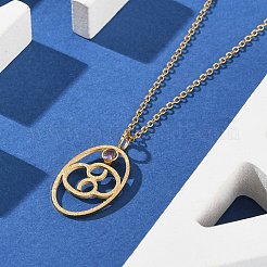 304 ステンレススチール キュービックジルコニア 十二星座 ルーンペンダント アズキチェーンネックレス 女性用  18KGP本金メッキ  蟹座  17.83インチ（45.3cm）&nbsp;NJEW-B121-02G-04