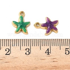 304ステンレススチールエナメルペンダント  イオンプレーティング（ip）  ゴールドカラー  ヒトデ  13x9.5x3mm  穴：1.2mm&nbsp;STAS-I346-25G-03