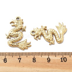 PVD真空メッキ304ステンレスペンダント  ドラゴンチャーム  18KGP本金メッキ  26.5x16.5x2.5mm  穴：1.8mm&nbsp;STAS-R130-27G