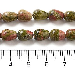 天然石ユナカイトビーズ連売り  ティアドロップ  9x6mm  穴：1.2mm  約44個/連  15.75''（40センチメートル）&nbsp;G-B106-A23-01