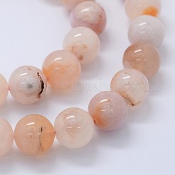 天然石桜色アゲート瑪瑙ビーズ連売り  ラウンド  10mm  穴：1mm  約37個/連  15インチ（38cm）&nbsp;G-I206-01-10mm
