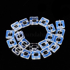 オパールビーズ連売り  中空の四角  10x10x3~4mm  穴：1mm  約20個/連  8.07インチ（20.5cm）&nbsp;G-N342-98