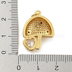 キュービックジルコニアペンダント付き真鍮  ゴールドカラー  キノコ  22x17x6mm  穴：3.4mm&nbsp;LS-KK-Z032-01B-G