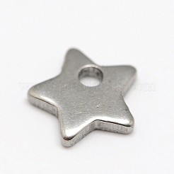 変色しにくいステンレススチールのスターチャーム  ステンレス鋼色  6x6x1mm  穴：1mm&nbsp;STAS-M037-17
