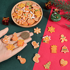 クリスマステーマの樹脂製デコカボション66個、11つのスタイル  ジュエリー作りのための  模造食品  混合図形  22~27.5x18.5~28.5x4~6mm  6個/スタイル&nbsp;RESI-SC0005-59