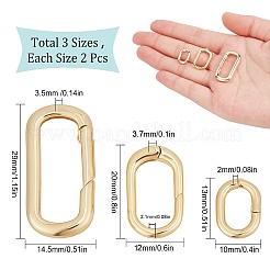 6個 3スタイル真鍮スプリングゲートリング  オーバルリング  18KGP本金メッキ  13~29x10~15x2~3.5mm  内径：9x5.5~23mm  2個/スタイル&nbsp;DIY-SC0019-62