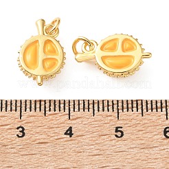 真鍮チャーム  エナメル  ゴールドカラー  ドリアンチャーム  16x10x4.5mm  穴：3.5mm&nbsp;KK-D111-04C-G