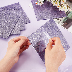 透明アクリル板  グリッターパウダー付き  正方形  紫色のメディア  150x150x2.8~3mm&nbsp;DIY-WH0449-80B