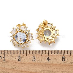 真鍮マイクロペーブクリアキュービックジルコニアスタッドピアス  花  16KGP本金メッキ  16x17mm&nbsp;EJEW-C139-08G