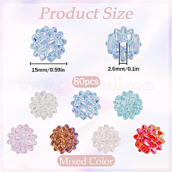 UVメッキ虹色アクリルビーズ80個  ラウンド  ミックスカラー  15mm  穴：2.6mm  80個/袋&nbsp;MACR-SC0001-15