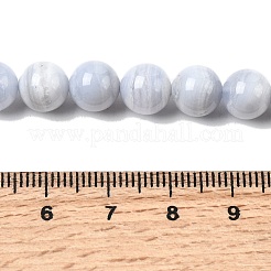 天然石ブルーレースアゲートビーズ連売り  ラウンド  8~8.5mm  穴：0.8mm  約48~49個/連  15.35~15.55''（39~39.5センチメートル）&nbsp;G-G344-A06-8mm