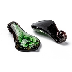 手作りゴールドパウダー入りランプワークビッグサイズペンダントトップ  花  ミックスカラー  56x31x13mm  穴：6mm  12個/箱&nbsp;LAMP-S052-5-B