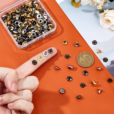 鉄リベット  セミチューブラーリベット  衝突リベット  ミックスカラー  8x6.5mm  穴：3mm  4色  1セット/カラー  4セット&nbsp;IFIN-FH0001-85C-1
